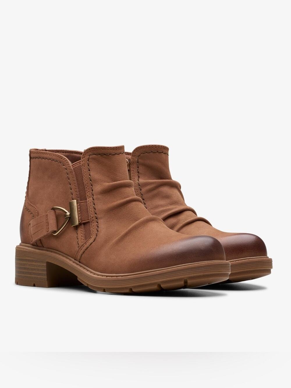 Clark’s Hearth Faye Nubuck Leather Ankle Booties Size 8W